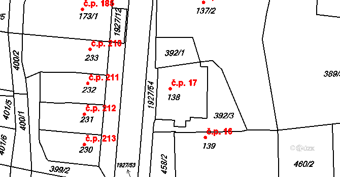 Lačnov 17, Svitavy na parcele st. 138 v KÚ Moravský Lačnov, Katastrální mapa