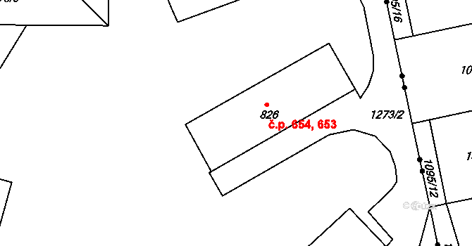 Česká Kamenice 653,654 na parcele st. 826 v KÚ Česká Kamenice, Katastrální mapa