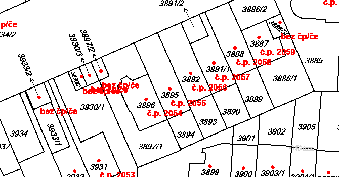 Vinohrady 2055, Praha na parcele st. 3895 v KÚ Vinohrady, Katastrální mapa
