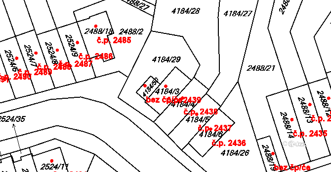 Dejvice 2439, Praha na parcele st. 4184/3 v KÚ Dejvice, Katastrální mapa