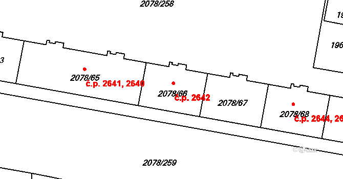 Záběhlice 2642, Praha na parcele st. 2078/66 v KÚ Záběhlice, Katastrální mapa