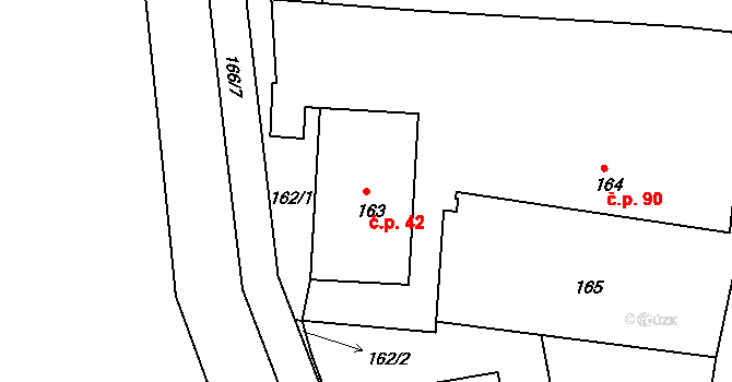 Číčenice 42 na parcele st. 163 v KÚ Číčenice, Katastrální mapa