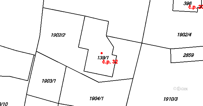 Velká Bukovina 32 na parcele st. 139/1 v KÚ Velká Bukovina, Katastrální mapa