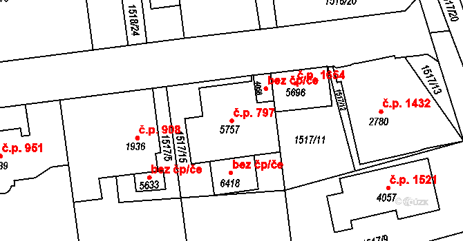 Beroun-Město 797, Beroun na parcele st. 5757 v KÚ Beroun, Katastrální mapa