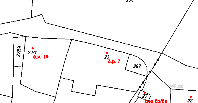 Plezom 7, Ošelín na parcele st. 23 v KÚ Horní Plezom, Katastrální mapa