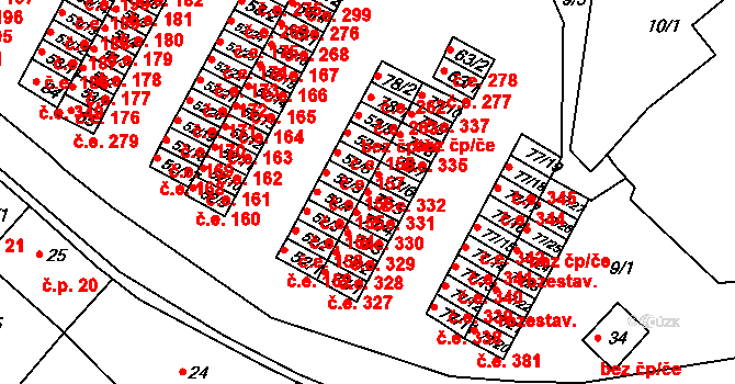 Chanov 331, Obrnice na parcele st. 77/5 v KÚ Chanov, Katastrální mapa