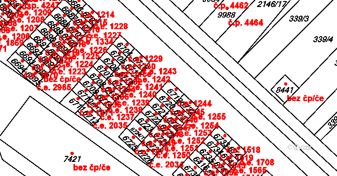 Hodonín 1244 na parcele st. 6719 v KÚ Hodonín, Katastrální mapa