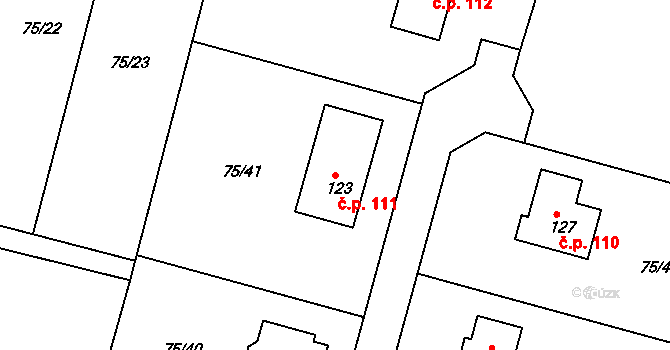 Lohenice 111, Přelouč na parcele st. 123 v KÚ Lohenice u Přelouče, Katastrální mapa