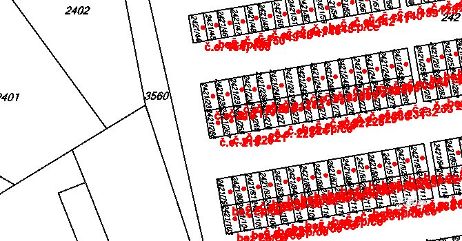 Nouzka 220, Vyškov na parcele st. 2421/267 v KÚ Vyškov, Katastrální mapa