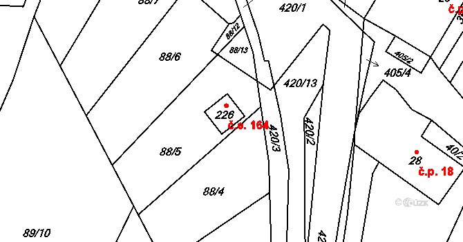 Klokočovská Lhotka 164, Klokočov na parcele st. 227 v KÚ Klokočov, Katastrální mapa