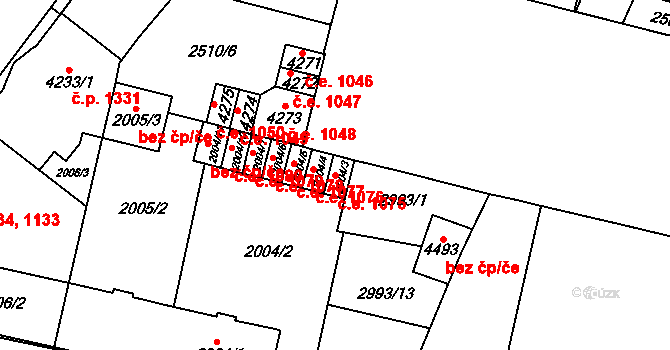 Kyjov 1075 na parcele st. 2004/3 v KÚ Kyjov, Katastrální mapa