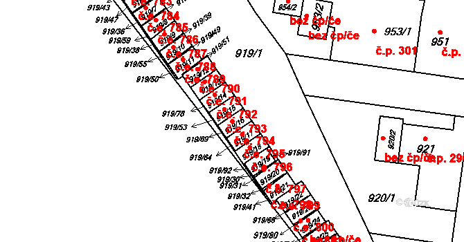 Pudlov 794, Bohumín na parcele st. 919/16 v KÚ Pudlov, Katastrální mapa