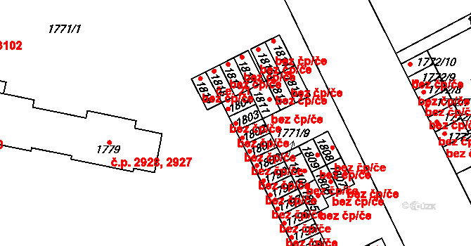 Kladno 38558726 na parcele st. 1803 v KÚ Kladno, Katastrální mapa