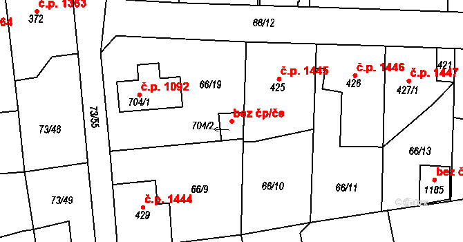 Kladno 38587726 na parcele st. 704/2 v KÚ Hnidousy, Katastrální mapa