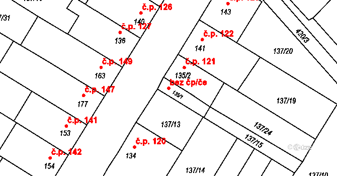 Těšetice 40895726 na parcele st. 135/1 v KÚ Těšetice u Olomouce, Katastrální mapa