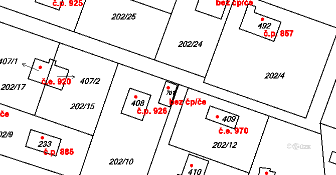 Březová-Oleško 41537726 na parcele st. 701 v KÚ Oleško u Zvole, Katastrální mapa
