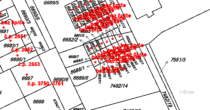 Brno 41919726 na parcele st. 6686/2 v KÚ Židenice, Katastrální mapa