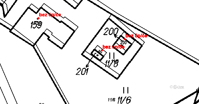 Strážný 42330726 na parcele st. 201 v KÚ Strážný, Katastrální mapa