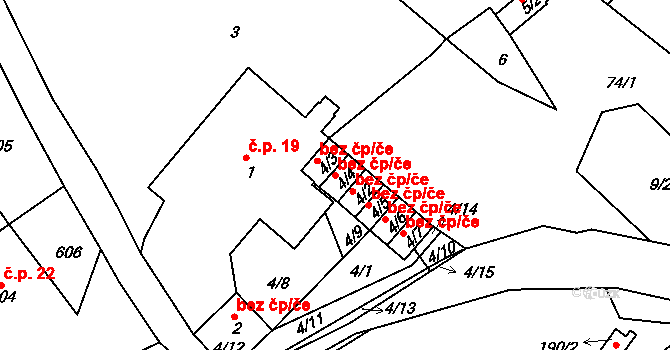 Teplice 45136726 na parcele st. 4/4 v KÚ Sobědruhy, Katastrální mapa