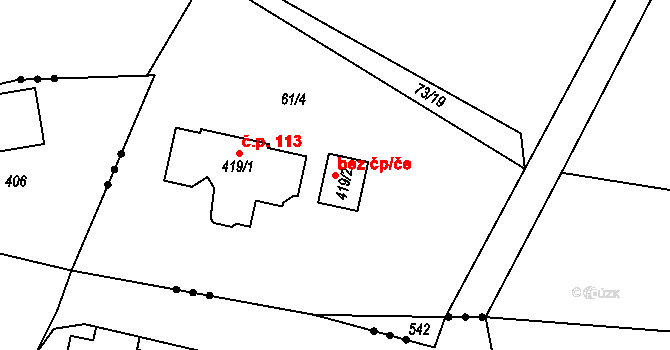 Týniště nad Orlicí 48012726 na parcele st. 419/2 v KÚ Štěpánovsko, Katastrální mapa