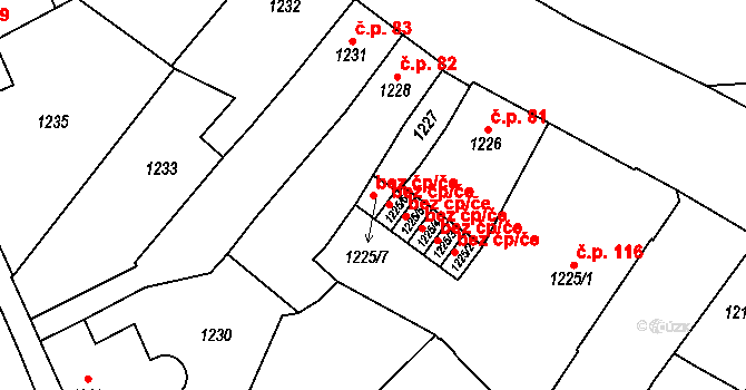 Vysoké Mýto 49916726 na parcele st. 1225/7 v KÚ Vysoké Mýto, Katastrální mapa