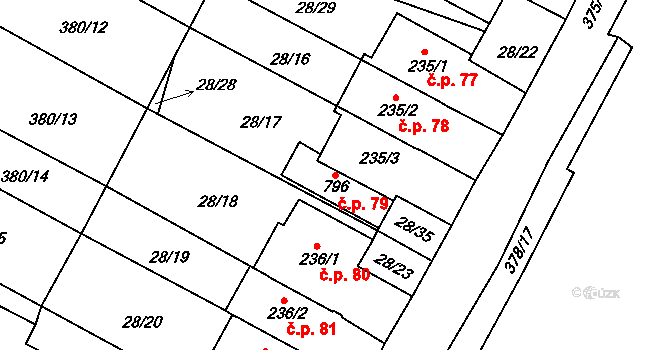 Čepirohy 79, Most na parcele st. 235/3 v KÚ Čepirohy, Katastrální mapa
