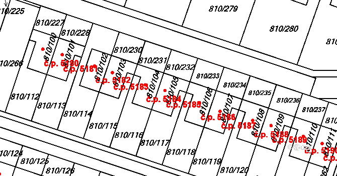 Proseč nad Nisou 5185, Jablonec nad Nisou na parcele st. 810/105 v KÚ Proseč nad Nisou, Katastrální mapa