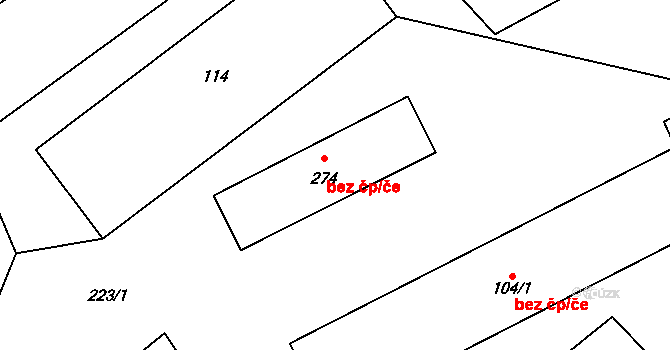 Mladošovice 54243726 na parcele st. 274 v KÚ Lhota u Vlachnovic, Katastrální mapa