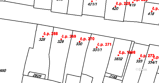 Choceň 270 na parcele st. 330 v KÚ Choceň, Katastrální mapa