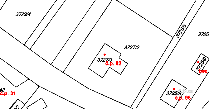 Koudelka 82, Holice na parcele st. 3727/3 v KÚ Holice v Čechách, Katastrální mapa