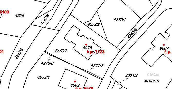 Zlín 7123 na parcele st. 8978 v KÚ Zlín, Katastrální mapa