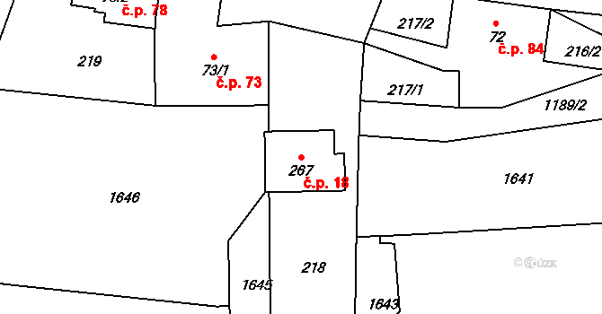 Mošnov 18 na parcele st. 267 v KÚ Mošnov, Katastrální mapa