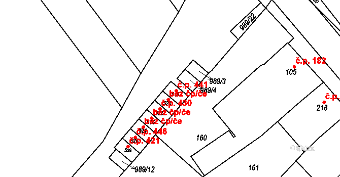 Kokory 441 na parcele st. 518 v KÚ Kokory, Katastrální mapa