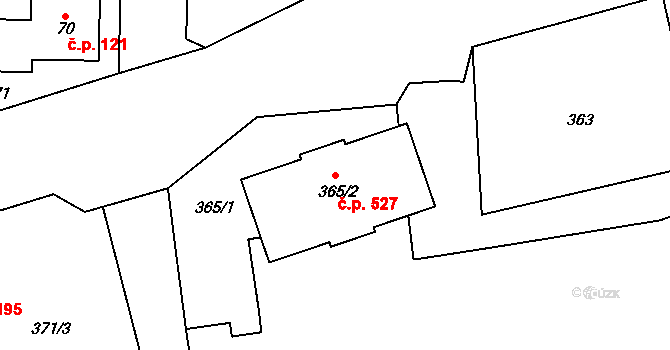 Štěrboholy 527, Praha na parcele st. 365/2 v KÚ Štěrboholy, Katastrální mapa