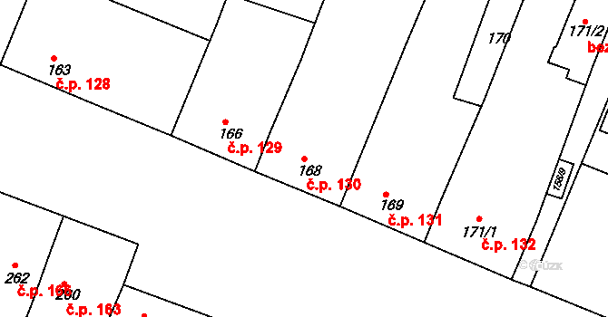 Oleksovice 130 na parcele st. 168 v KÚ Oleksovice, Katastrální mapa