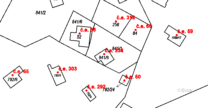 Oslnovice 334 na parcele st. 841/6 v KÚ Oslnovice, Katastrální mapa