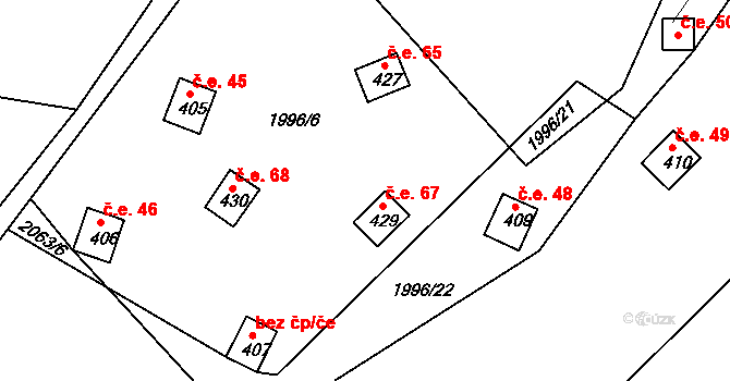 Heřmanice v Podještědí 67, Jablonné v Podještědí na parcele st. 429 v KÚ Heřmanice v Podještědí, Katastrální mapa