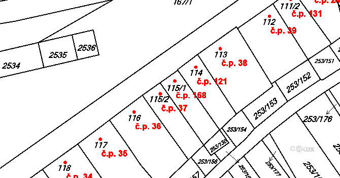 Chvalkovice na Hané 168, Ivanovice na Hané na parcele st. 115/1 v KÚ Chvalkovice na Hané, Katastrální mapa