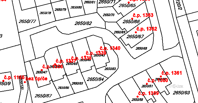 Frýdlant 1340 na parcele st. 2650/43 v KÚ Frýdlant, Katastrální mapa