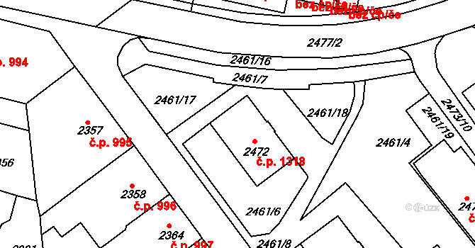 Tachov 1318 na parcele st. 2472 v KÚ Tachov, Katastrální mapa