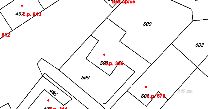 Lutyně 336, Orlová na parcele st. 598 v KÚ Horní Lutyně, Katastrální mapa