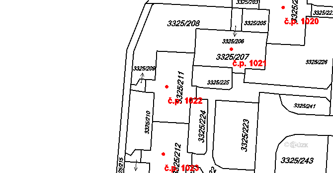Lutyně 1022, Orlová na parcele st. 3325/211 v KÚ Horní Lutyně, Katastrální mapa