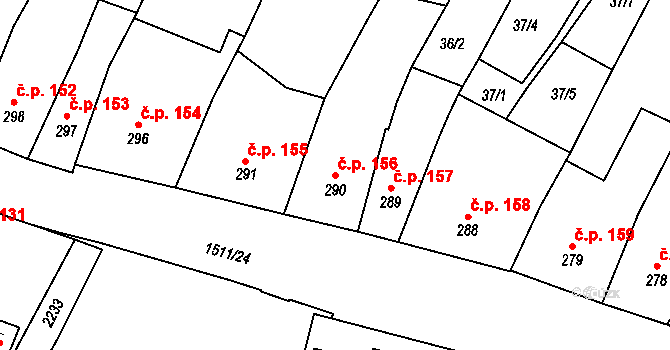 Prachatice II 156, Prachatice na parcele st. 290 v KÚ Prachatice, Katastrální mapa