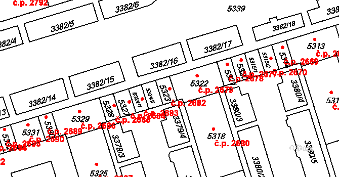 Královo Pole 2682, Brno na parcele st. 5323 v KÚ Královo Pole, Katastrální mapa