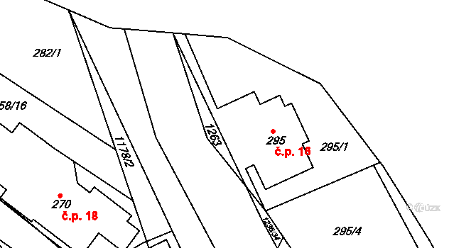 Cínovec 16, Dubí na parcele st. 295 v KÚ Cínovec, Katastrální mapa