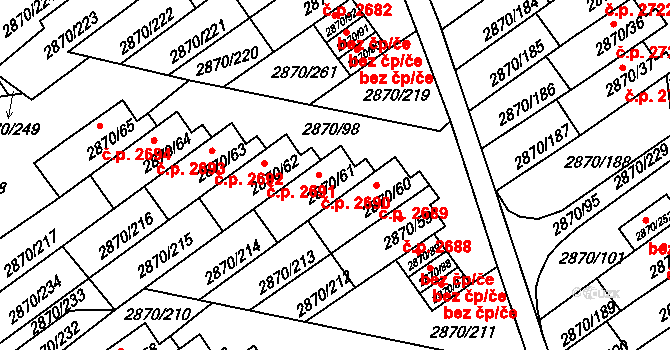 Teplice 2690 na parcele st. 2870/61 v KÚ Teplice, Katastrální mapa