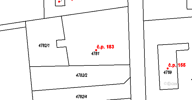 Lískovec 183, Frýdek-Místek na parcele st. 4781 v KÚ Lískovec u Frýdku-Místku, Katastrální mapa