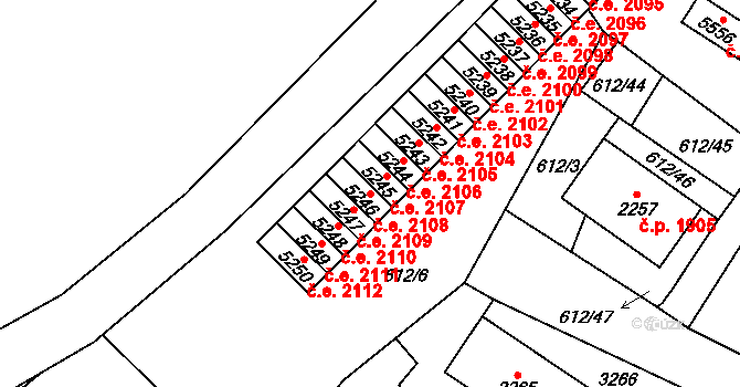 Cheb 2108 na parcele st. 5246 v KÚ Cheb, Katastrální mapa