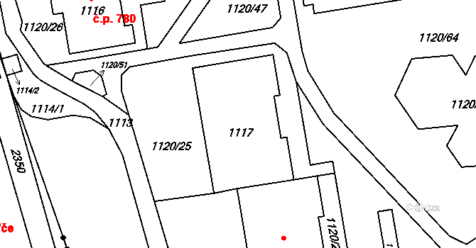 Háje 777,778,779, Praha na parcele st. 1117 v KÚ Háje, Katastrální mapa
