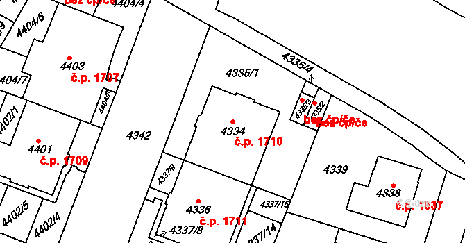Smíchov 1710, Praha na parcele st. 4334 v KÚ Smíchov, Katastrální mapa